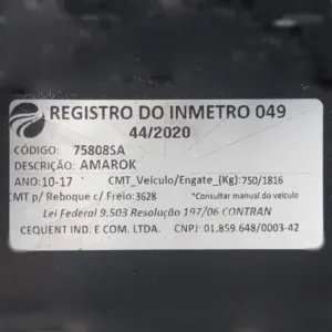 Exemplo de uma placa de identificação do INMETRO